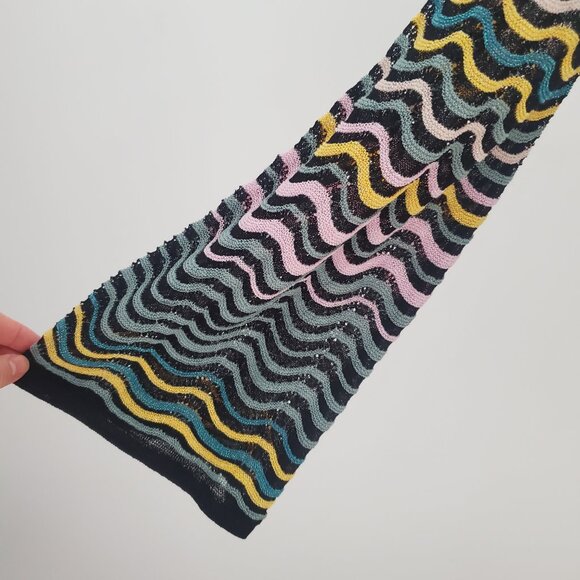 MISSONI Women's Long Duster Open Cardigan Multi-colour Waves Flared Sleeves Boho - Picture 6 of 14